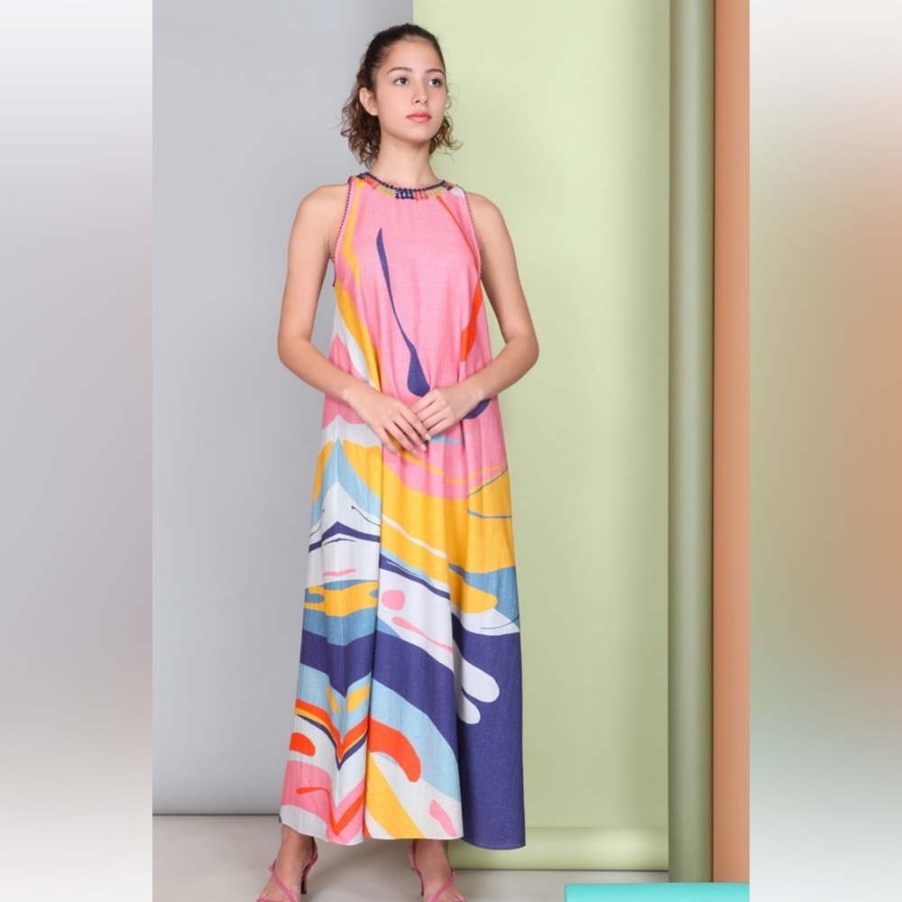 NEW NWT Anthropologie Blank London colorful maxi dress